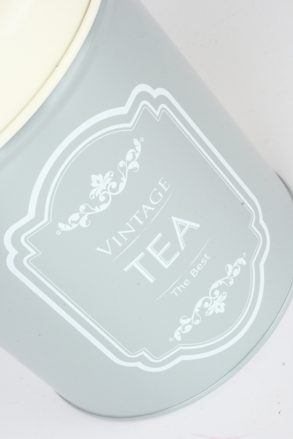 Dóza na čaj šedá VINTAGE 13cm