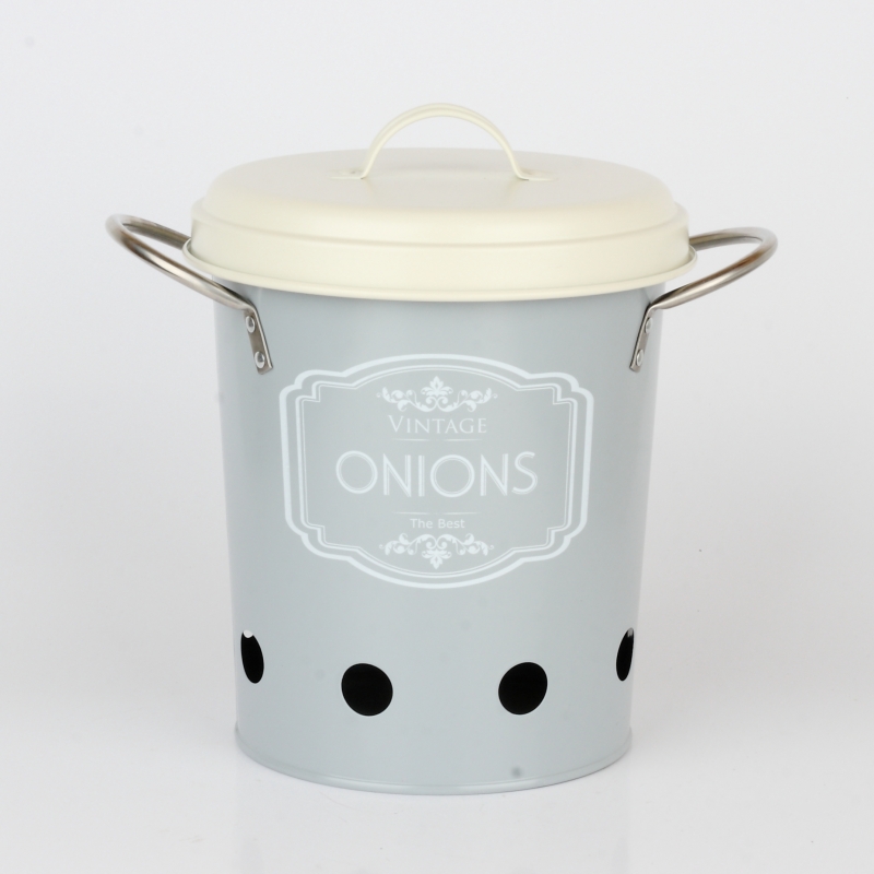 Dóza na cibuľu šedá VINTAGE 21cm