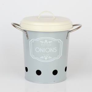 Dóza na cibuľu šedá VINTAGE 21cm