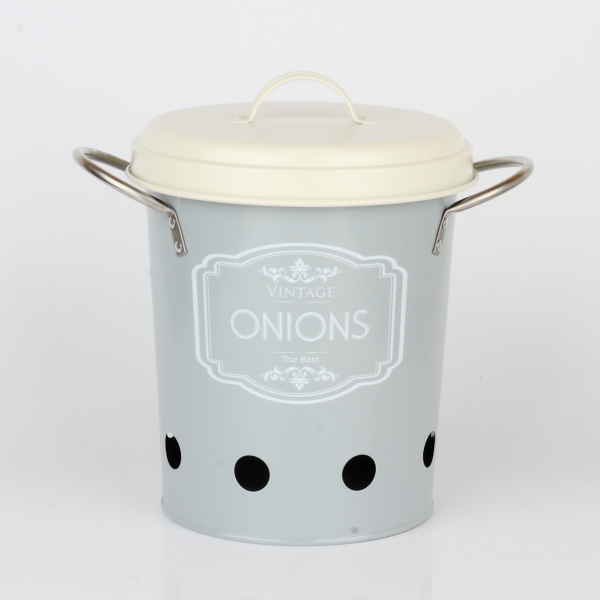 Dóza na cibuľu šedá VINTAGE 21cm