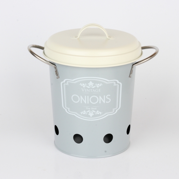 Dóza na cibuľu šedá VINTAGE 21cm