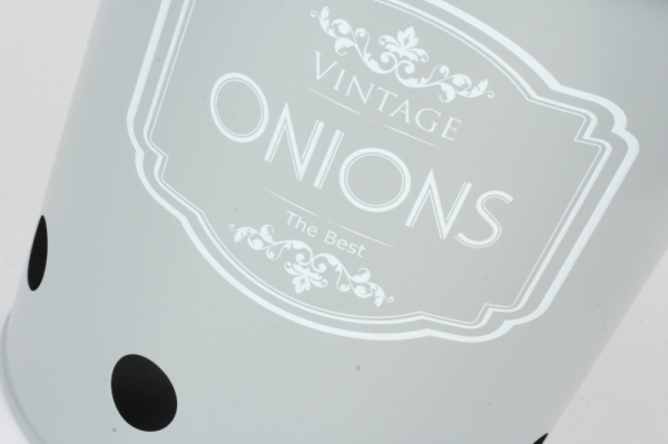 Dóza na cibuľu šedá VINTAGE 21cm