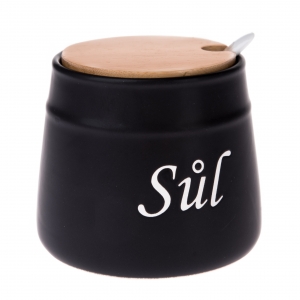 Dóza na soľ čierna 10,5x10,5x9cm