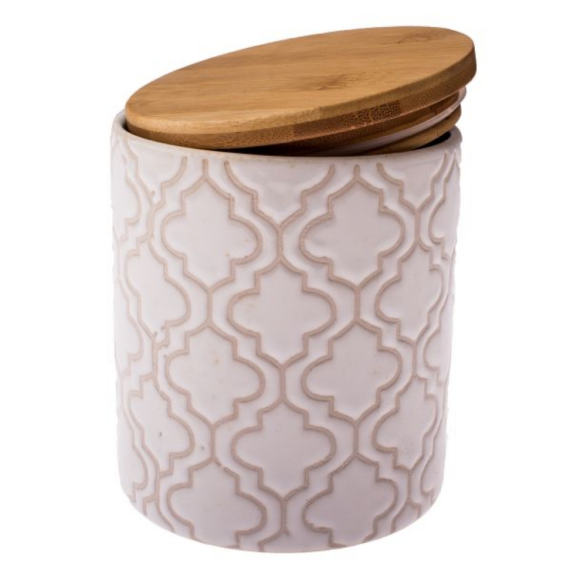 Dóza s viečkom z bambusu 690 ml keramická