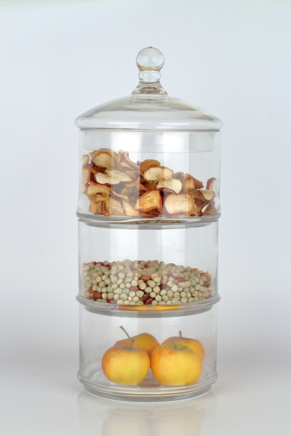 Trojposchodová dóza sklenená 16x41cm