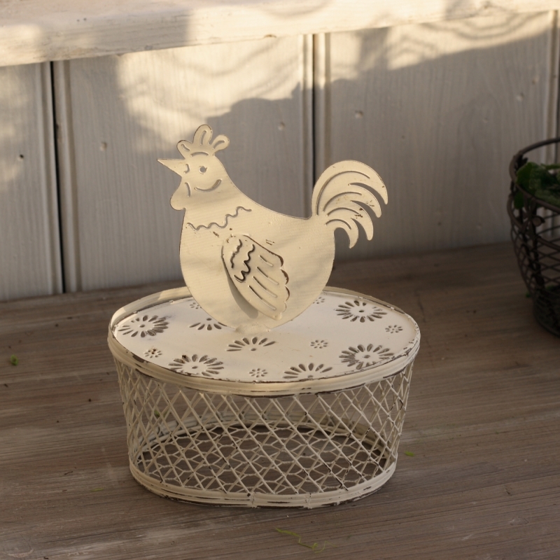 Drôtený kôš na vajíčka s kohútom 17cm