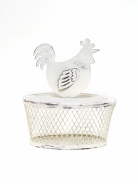 Drôtený kôš na vajíčka s kohútom 17cm