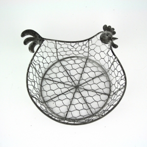 Drôtený košík sliepky sivý 17x17cm