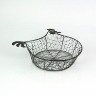 Drôtený košík sliepky sivý 17x17cm