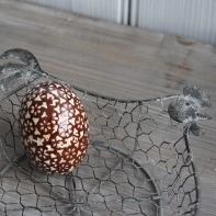 Drôtený košík sliepky sivý 17x17cm