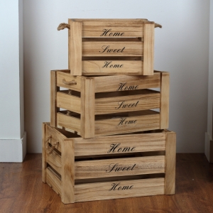 Drevená debna Home sweet home (sada 3ks)