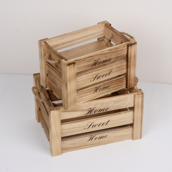 Drevená bednička Home Sweet Home 39x29x23cm