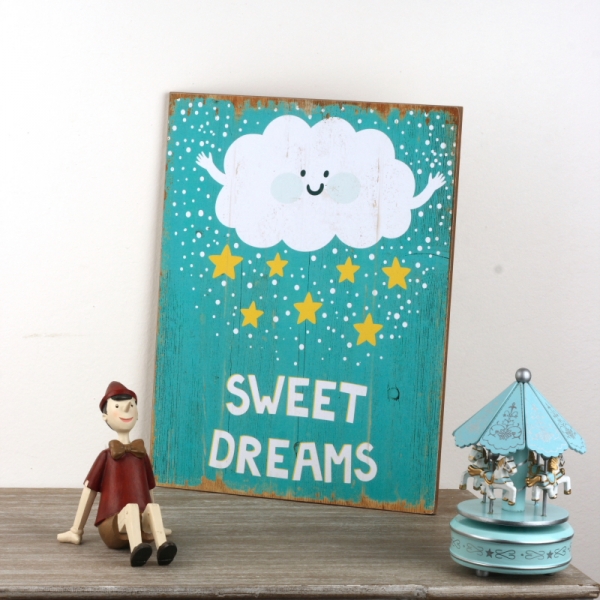 Drevená ceduľa do detskej izby Sweet Dreams 30x40cm