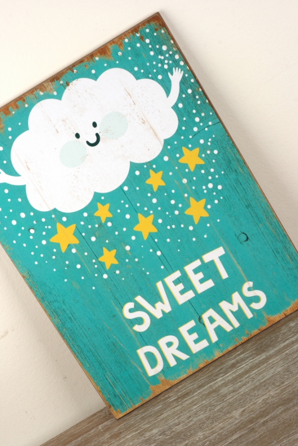 Drevená ceduľa do detskej izby Sweet Dreams 30x40cm