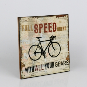 Drevená ceduľa Full speed ahead 25x25cm