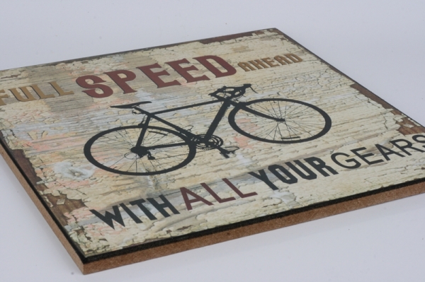 Drevená ceduľa Full speed ahead 25x25cm