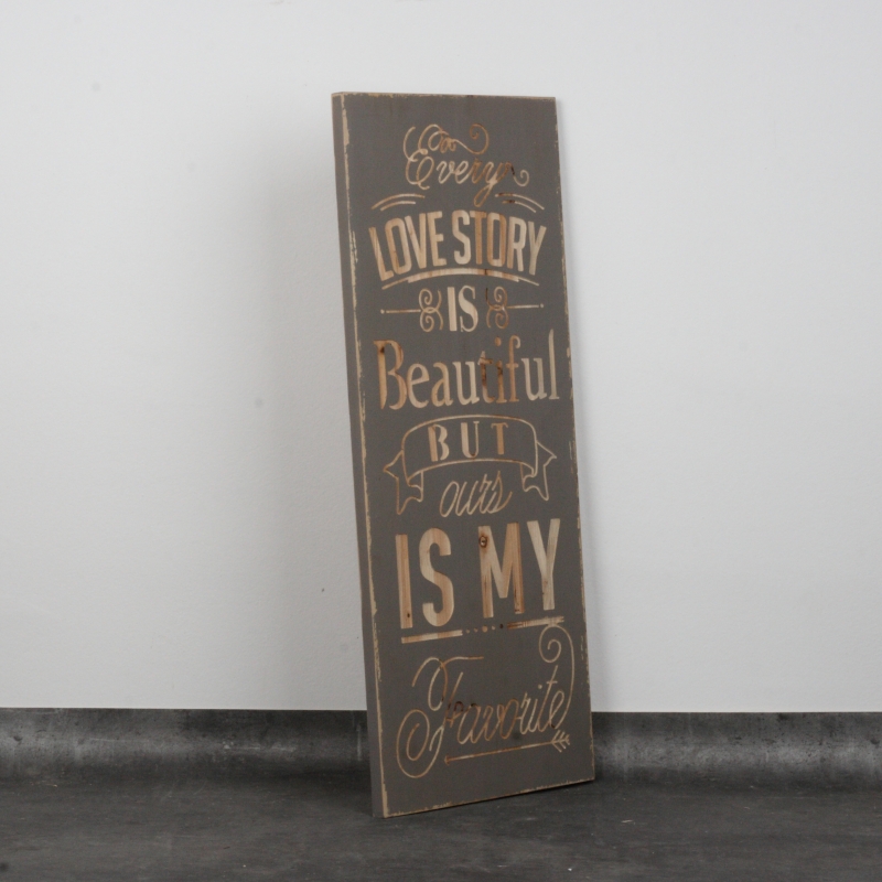 Drevená ceduľa Love story 78x33cm