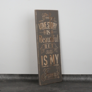 Drevená ceduľa Love story 78x33cm