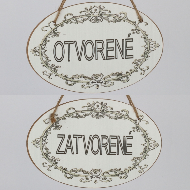 Drevená ceduľa na dvere Otvorené / Zatvorené 28x18cm