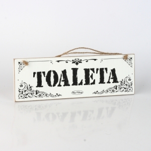Drevená ceduľa na dvere Toaleta 30x9cm