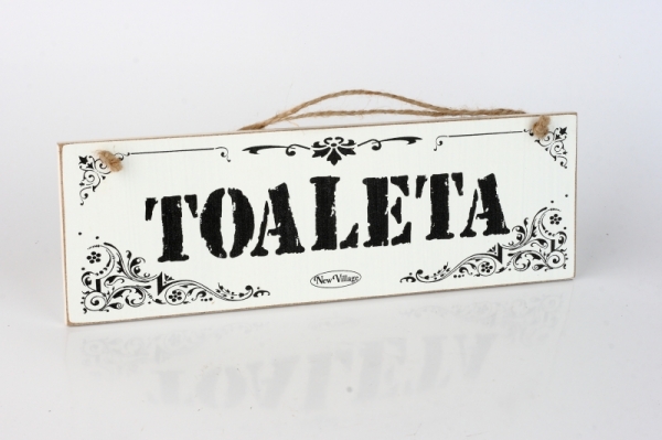 Drevená ceduľa na dvere Toaleta 30x9cm