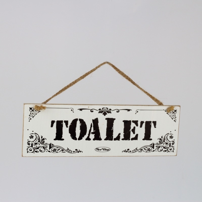 Drevená ceduľa na zavesenie Toaliet 30x10cm