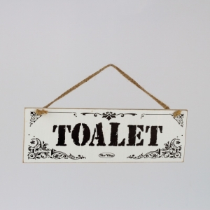 Drevená ceduľa na zavesenie Toaliet 30x10cm