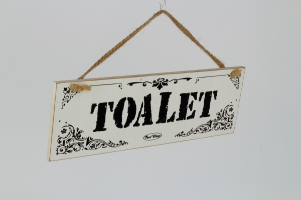 Drevená ceduľa na zavesenie Toaliet 30x10cm
