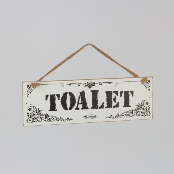 Drevená ceduľa na zavesenie Toaliet 30x10cm