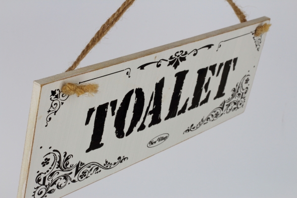 Drevená ceduľa na zavesenie Toaliet 30x10cm