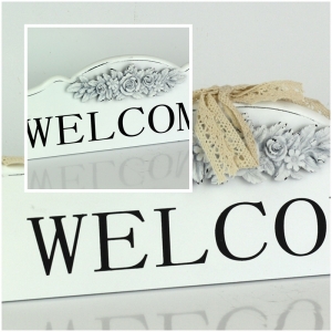 Drevená ceduľa Welcome na zavesenie 35,5cm