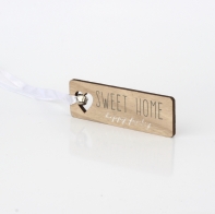 Drevená ceduľka s rolničkou SWEET HOME 12x4cm