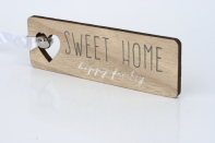 Drevená ceduľka s rolničkou SWEET HOME 12x4cm