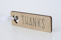 Drevená ceduľka s rolničkou THANKS 12x4cm