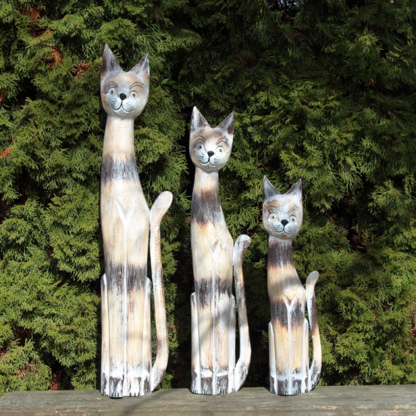 Drevená dekorácia mačka mourovaná 60cm