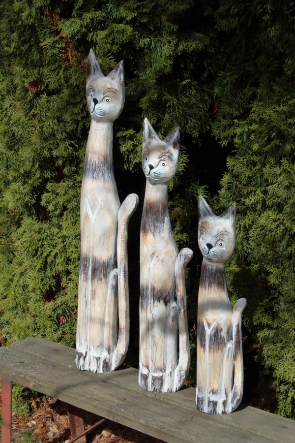 Drevená dekorácia mačka mourovaná 60cm