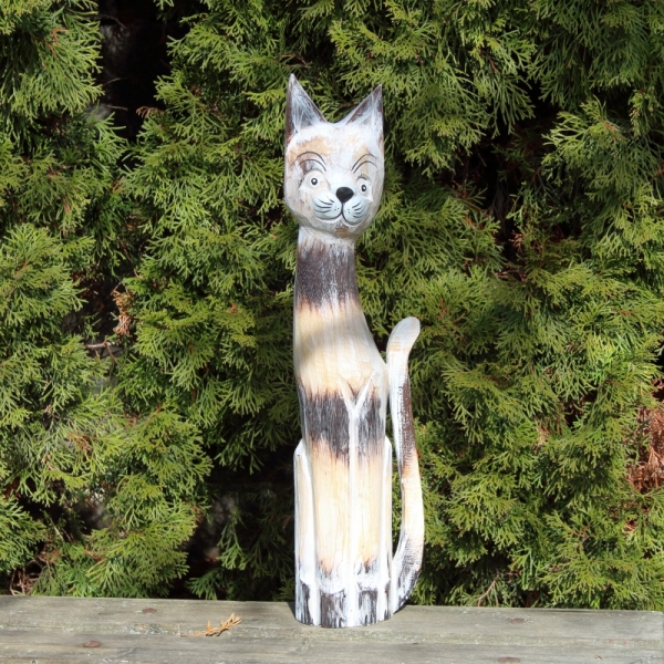 Drevená dekorácia mačka mourovaná 60cm