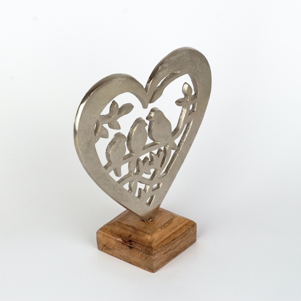 Drevená dekorácia vtáčiky v srdci 22cm