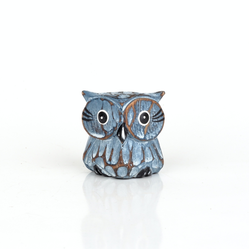 Drevená dekorácia sova modrá 5cm