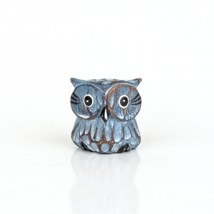 Drevená dekorácia sova modrá 5cm