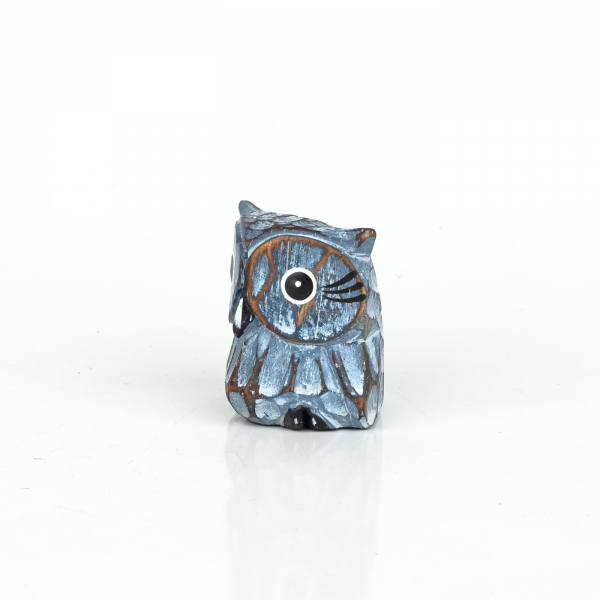 Drevená dekorácia sova modrá 5cm