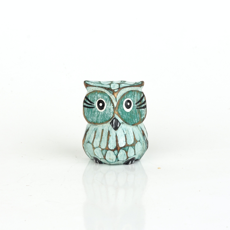 Drevená dekorácia sova zelená 5cm