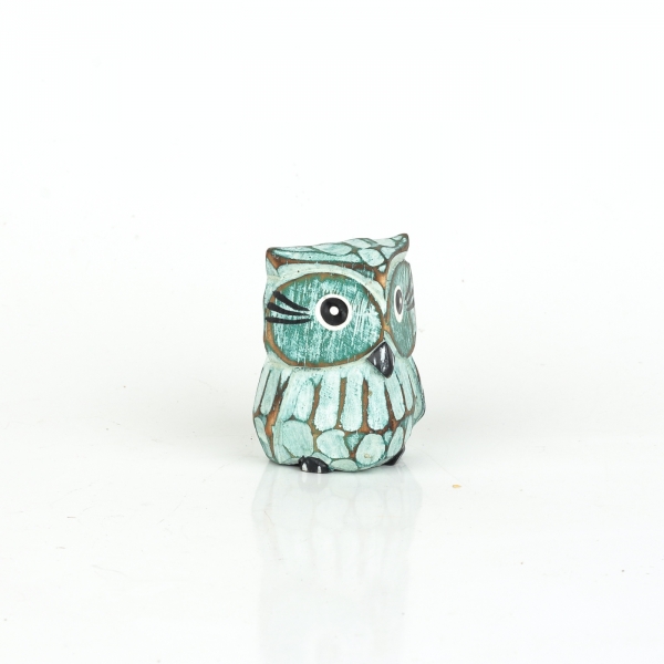 Drevená dekorácia sova zelená 5cm