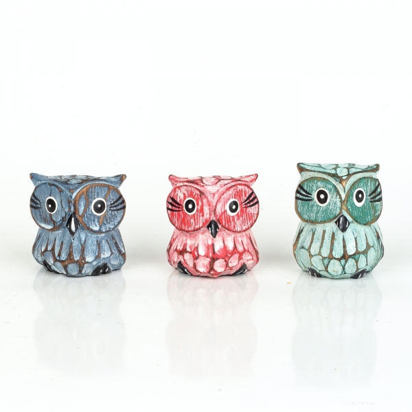 Drevená dekorácia sova zelená 5cm