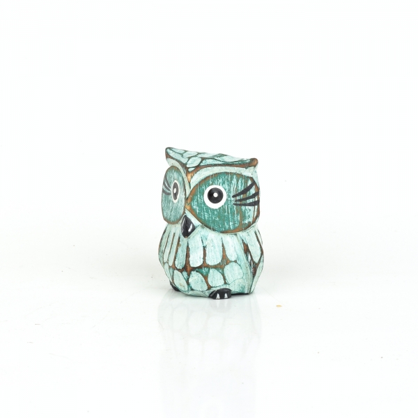 Drevená dekorácia sova zelená 5cm