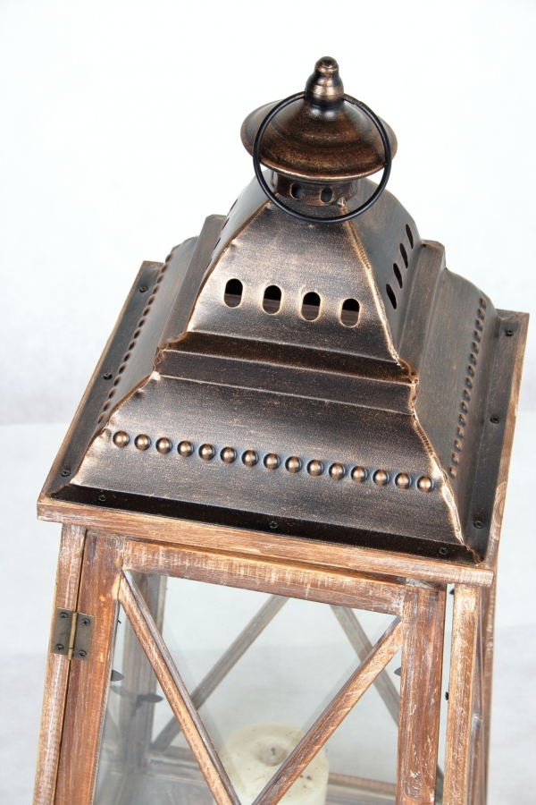 Drevená dekoračná lucerna veľká 31x31x79cm