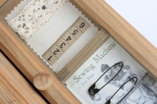 Drevená kazeta na šitie s držadlom veľká