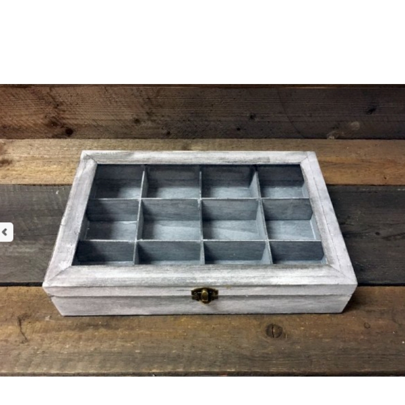 Drevená krabička na čaj 12 priehradiek 32x21x7cm