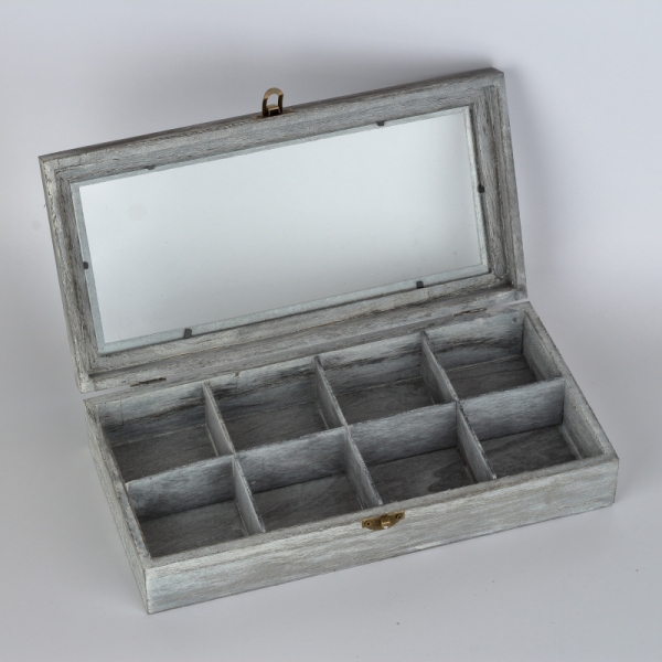 Drevená krabička na čaj 8 priehradok 31x16x7cm
