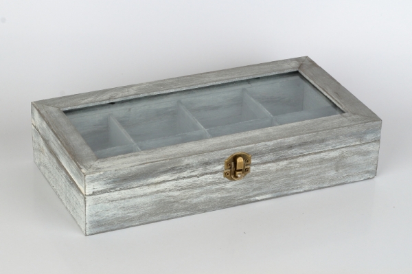 Drevená krabička na čaj 8 priehradok 31x16x7cm